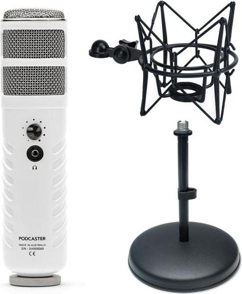 Rode Podcaster Mikrofon mit keepdrum Tischstativ und Spinne Schwarz