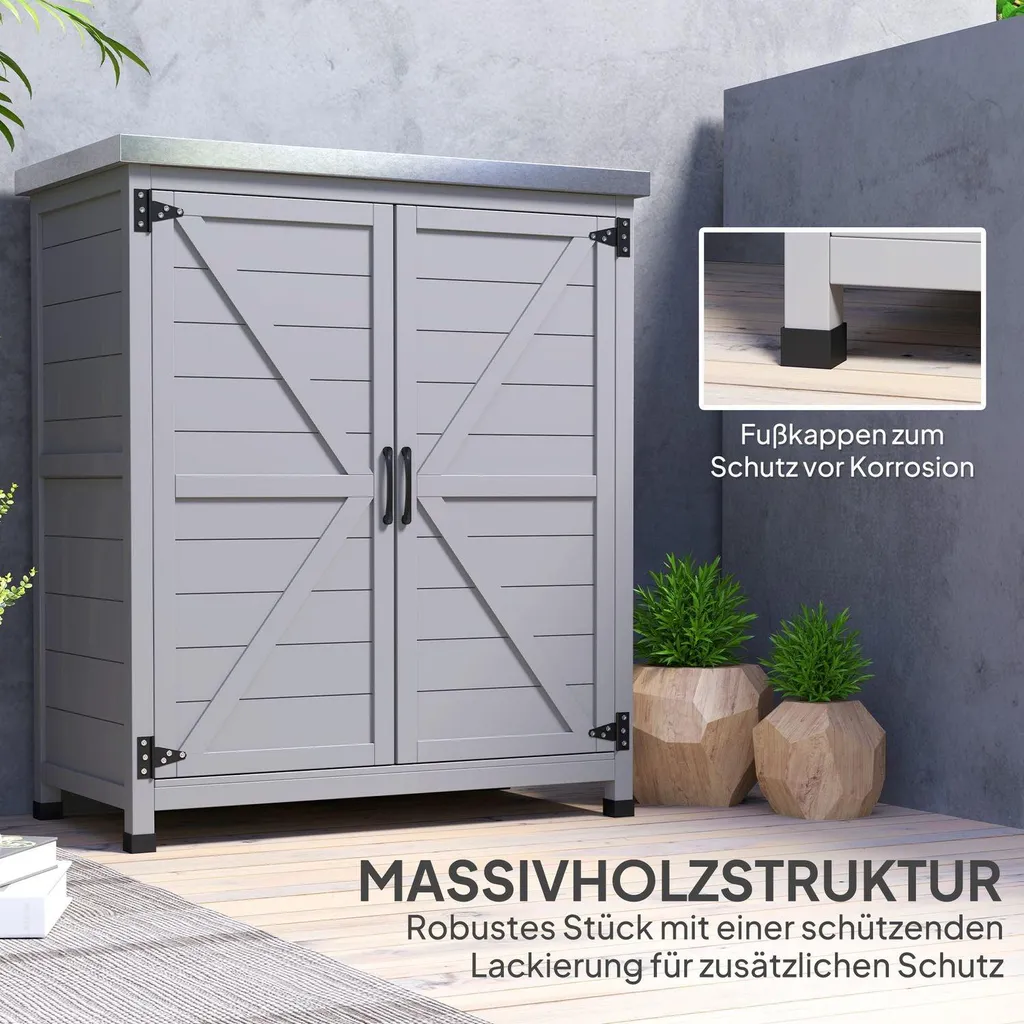 Armoire à outils en bois avec plan de travail et rangement multi-usage