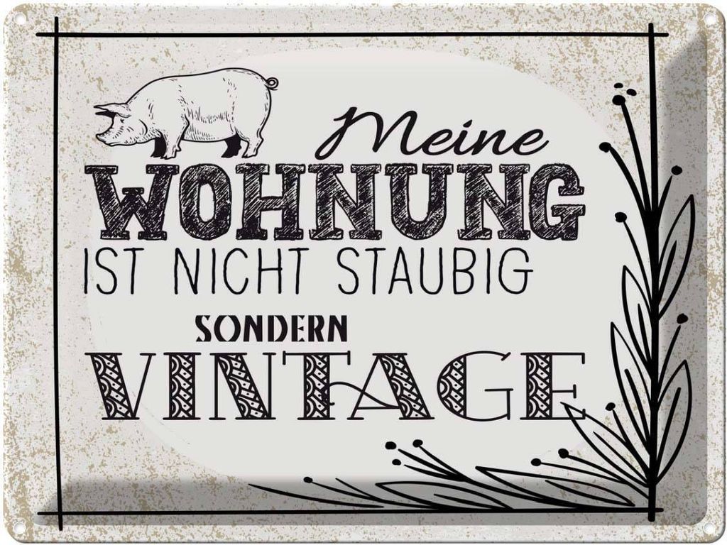 vianmo Blechschild 30x40 cm Wohnung nicht staubig Vintage Dekoration Spruch Zitat