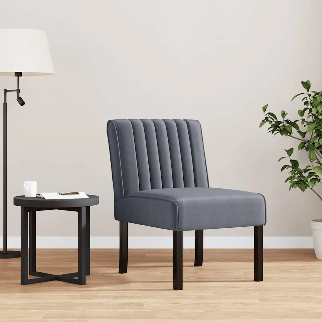 Sedia imbottita in velluto grigio scuro - 2