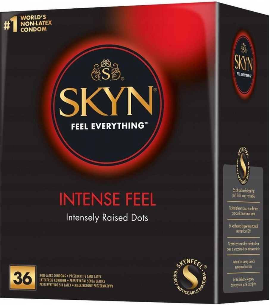 A box of SKYN Intense Feel condoms.
