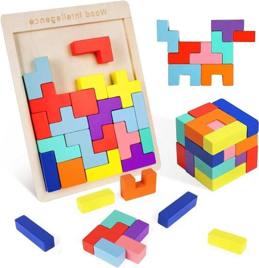 Puzzle en bois 3D 30 blocs pour développer la motricité fine bébé