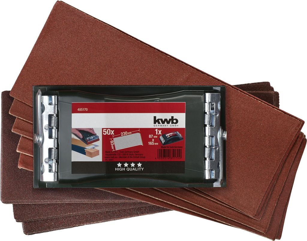 KWB Handschleifer-Set, 485170, Handschleifer & 50 Schleifstreifen