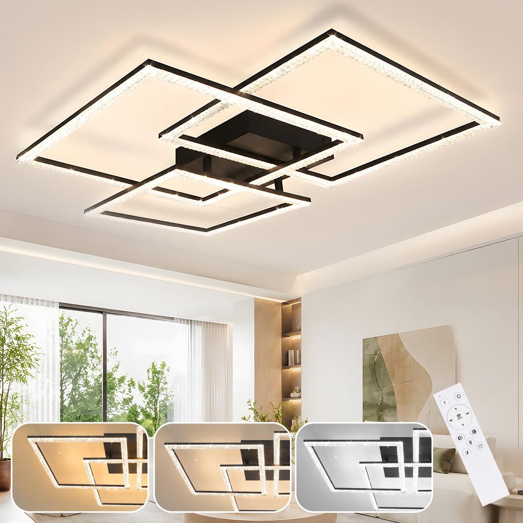 ZMH LED plafoniera nero soggiorno lampada dimmerabile 82 W Immagine del prodotto 