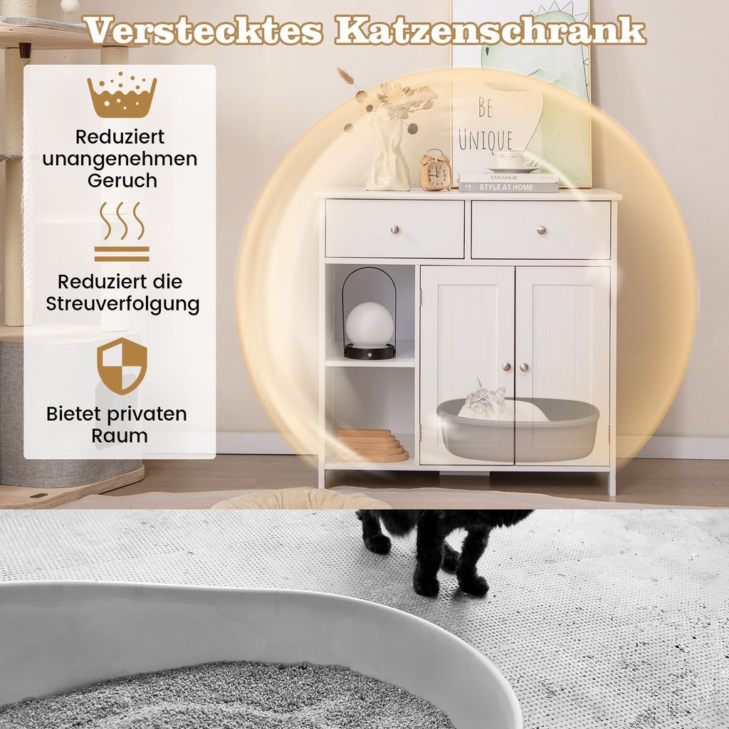 COSTWAY Katzenschrank für Katzentoilette, Katzenklo Produktbild 5