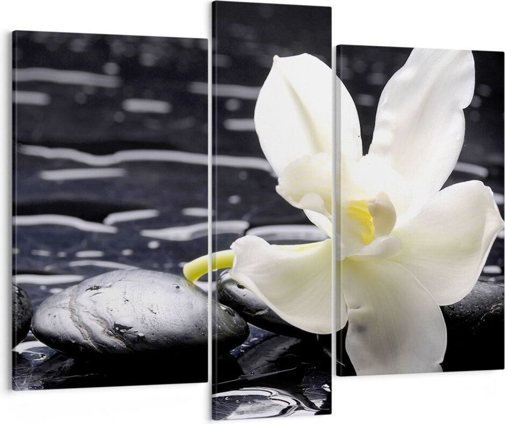 Bild auf Leinwand - Leinwandbild - Spa Orchidee Steine Wasser - 95x80cm - Wand Bild - Wanddeko - Leinwanddruck - Bilder - Kunstdruck - Wanddekorati...