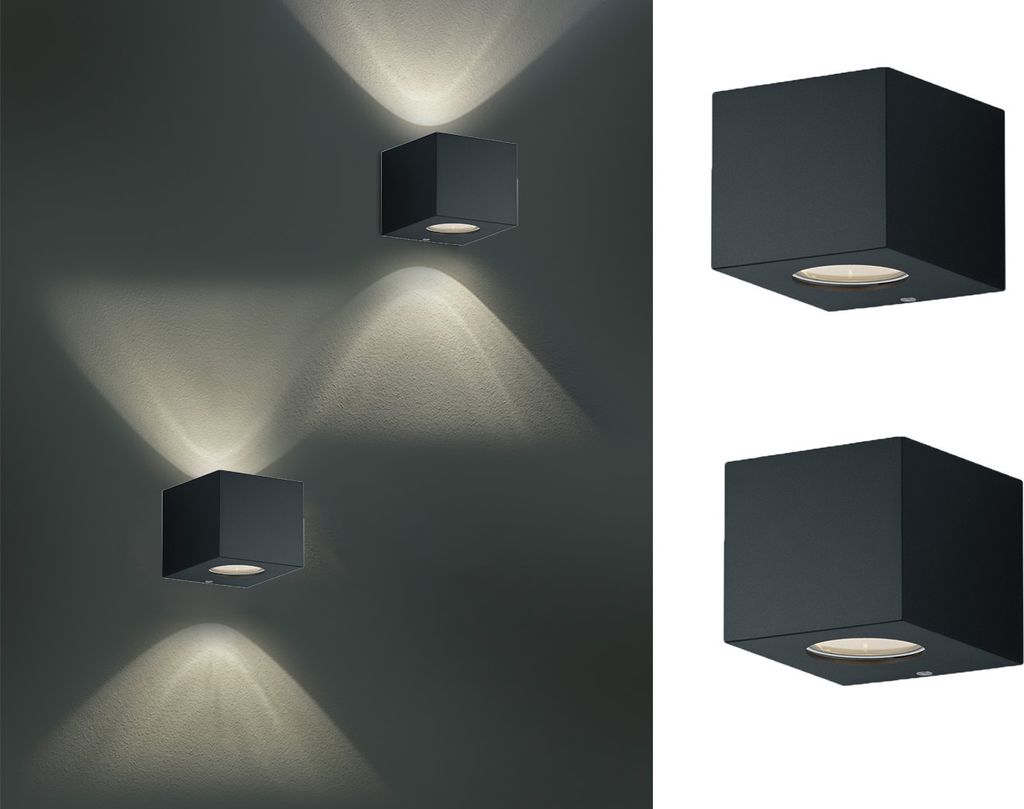 LED Außenwandleuchten UP and DOWN Light Schwarz eckig Außenleuchten für Hauswand