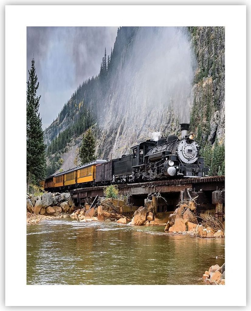 Poster - Poster ohne Rahmen - Alt Lokomotive Berge - 40x50 cm - Wand Bild - Wanddeko - Wandbilder - Kunstposter - Wandposter - Bilder - Kunstdruck ...