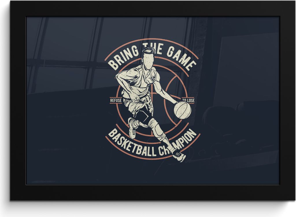 MuchoWow MuchoWow Gerahmtes Poster Basketball - Sport - Retro 30x20 cm - Poster mit zchwarzem Bilderrahmen - Kunstdruck - Bild-Poster