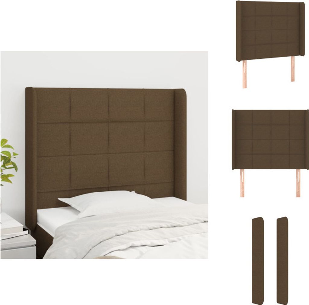 vidaXL Kopfteil mit Ohren Dunkelbraun 103x16x118/128 cm Stoff - Kopf- & Fußenden