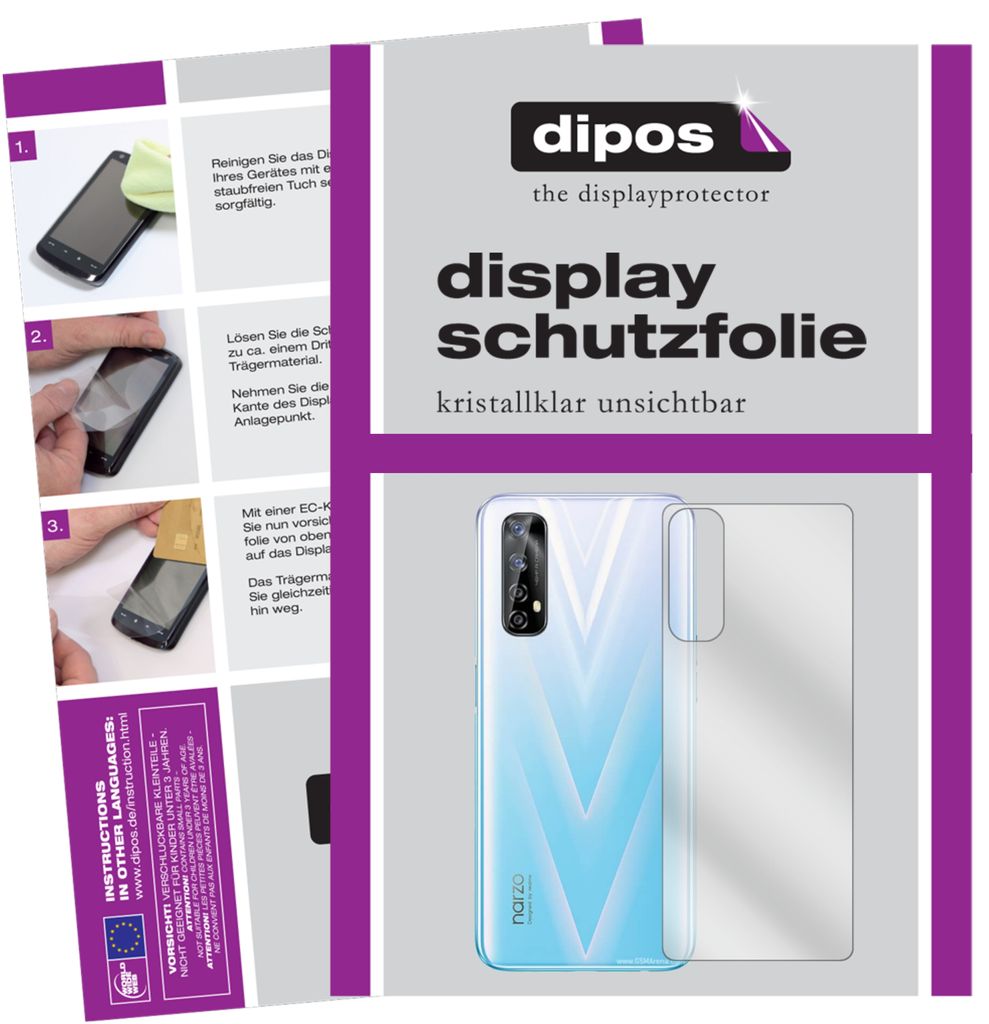 5x Schutzfolie für Oppo Realme Narzo 20 Pro Rückseite klar Displayschutzfolie Folie Display Schutz dipos