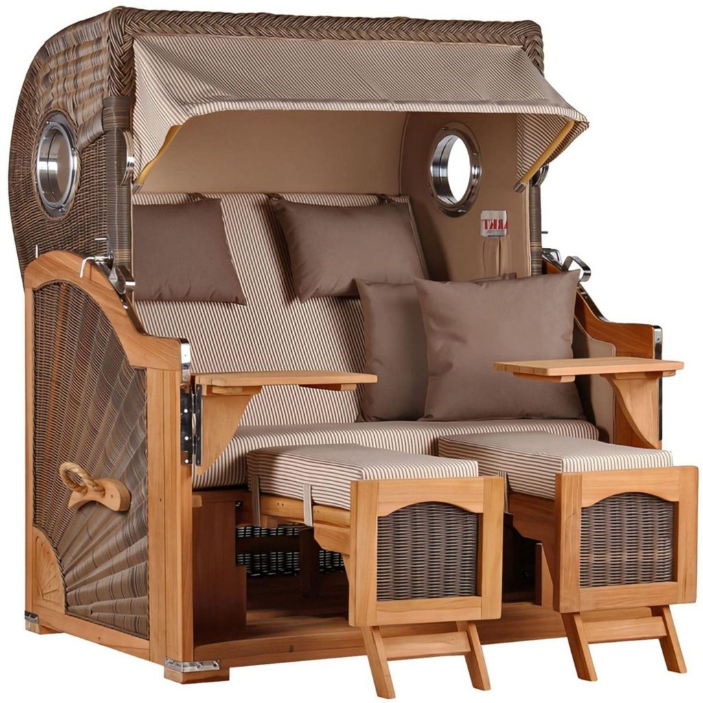 Strandkorb Düne Grande Bullauge Teak PE Grey Dessin 510