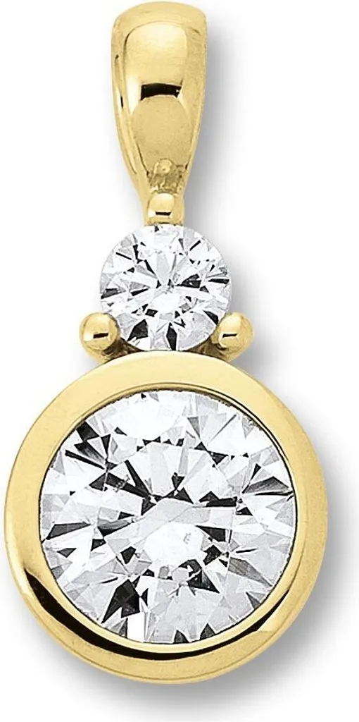 Pendentif oxyde de zirconium et or jaune 333 poli avec pierre blanche