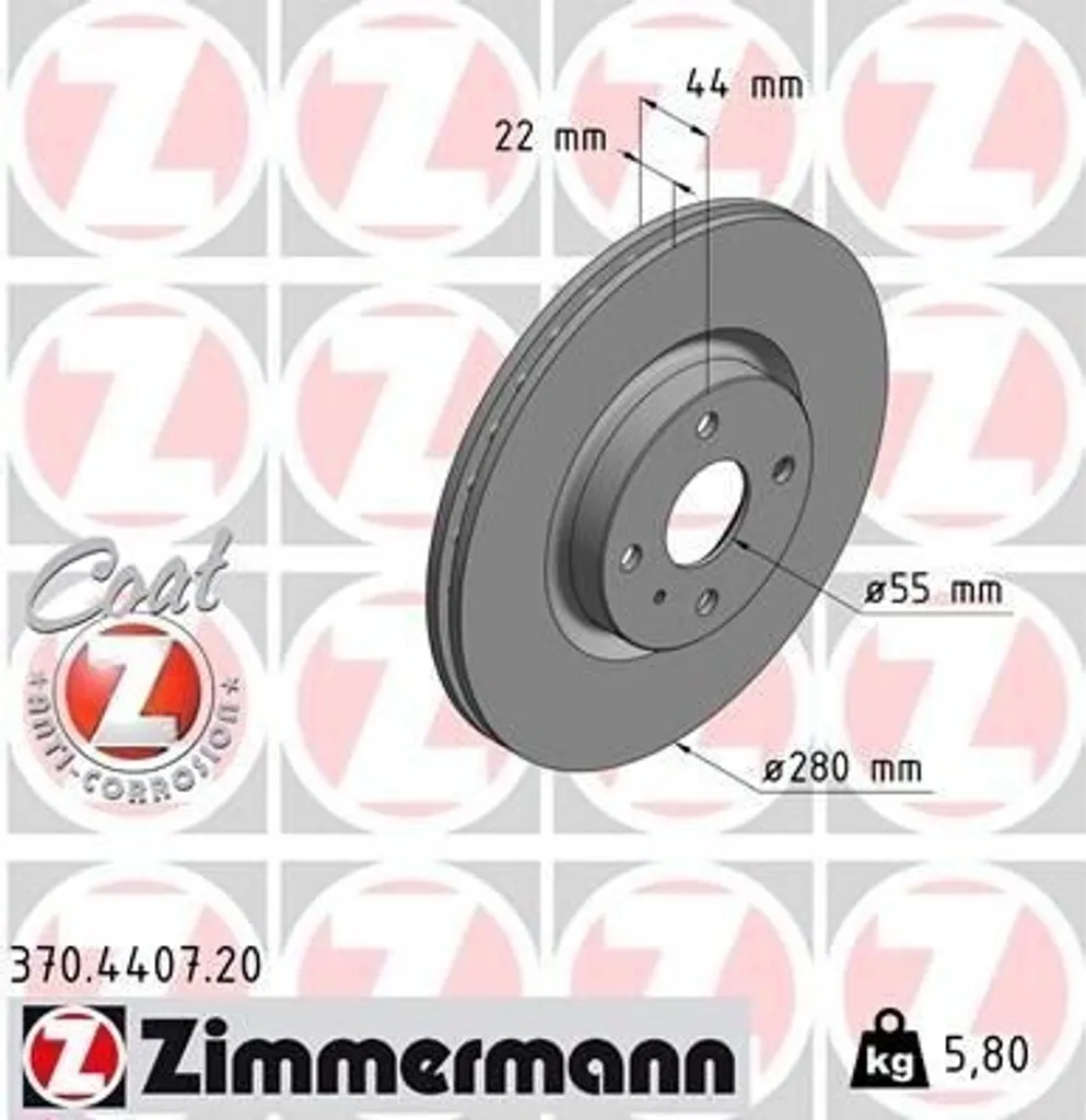 Zimmermann 370.4407.20 Disque de Frein Sport pour MX-5 IV et 124 Spider