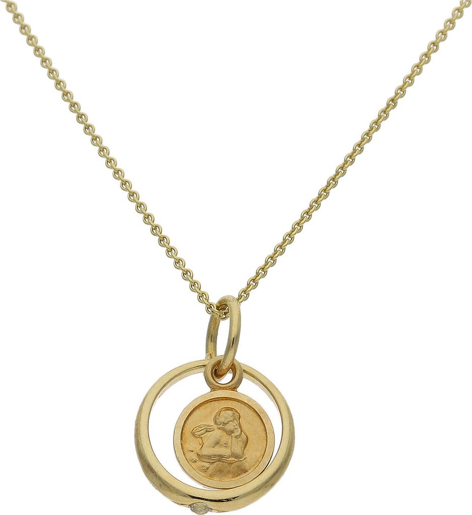 JuwelmaLux Taufring mit Schutzengel Zirkonia Anhänger Gold 585 JL14-02-0200