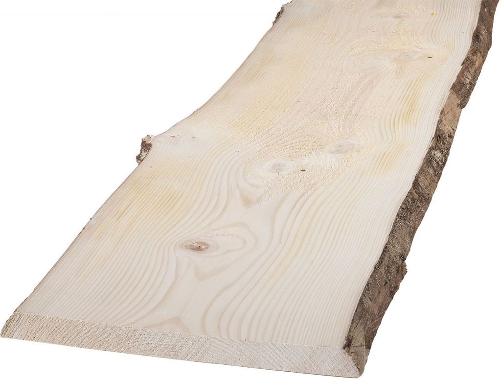 Massivholzbrett Weißtanne mit Baumkante 100 x 24 - 30 cm, Produktbild 