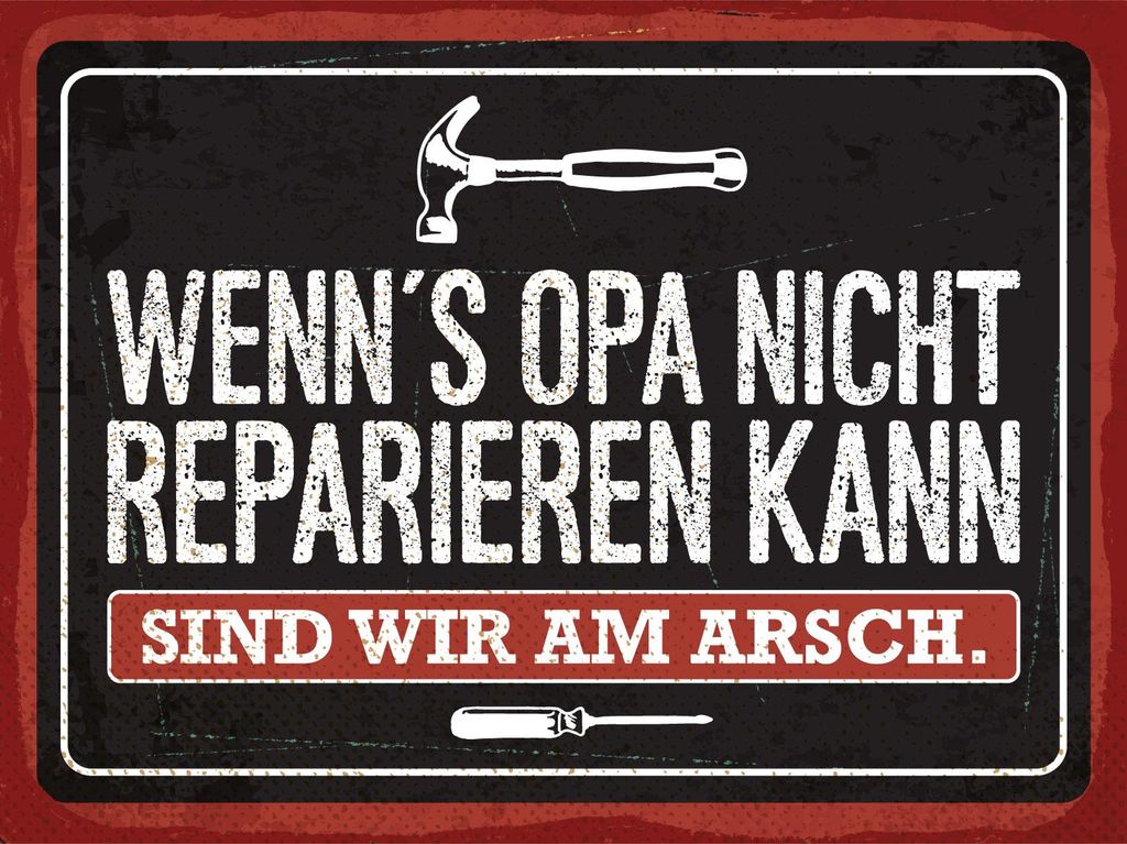 vianmo Holzschild 30x40 cm Wenn ́s Opa nicht Reparieren kann Deko Schild