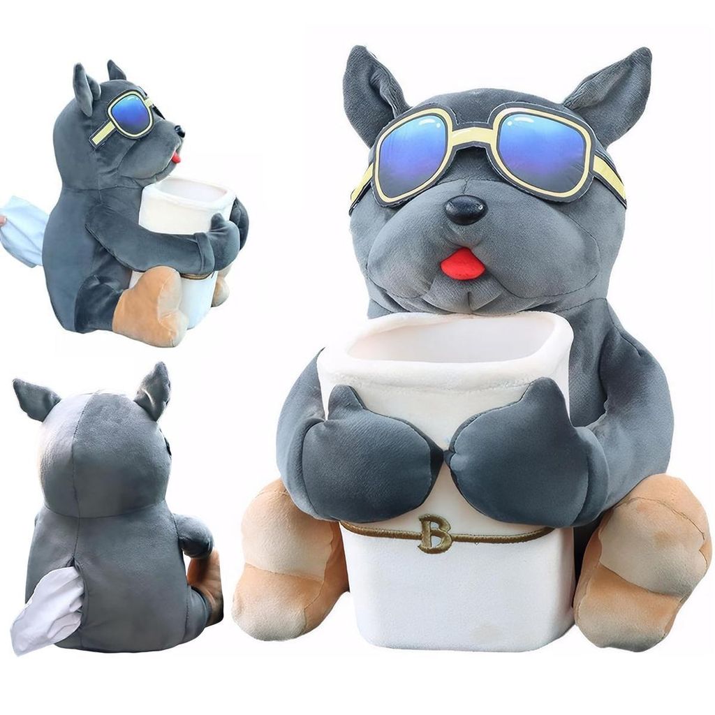 Taschentuchbox fürs Auto, 2-in-1-Taschentuchbox und Abfalleimer, 27 x 27 x 33 cm, Aufbewahrungsbox in Hundeform, geeignet für Auto und Zuhause