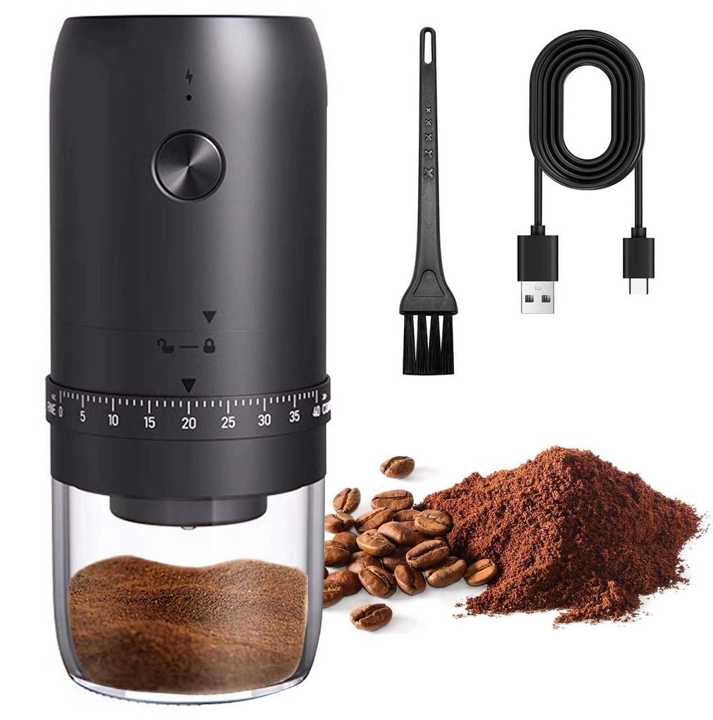 Elektrische Kaffeemühle, USB-wiederaufladbar, Keramikmahlwerk, tragbar