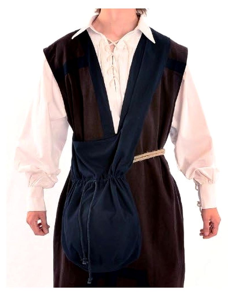 Mittelalter Umhänge-Tasche Baumwolle/Leinenlook Mittelalterliche Kleidung (Schwarz)