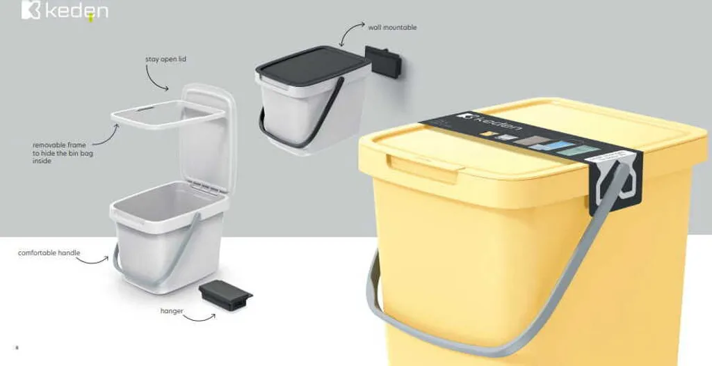 Poubelle 25 litres SELECT vert clair avec couvercle amovible robuste