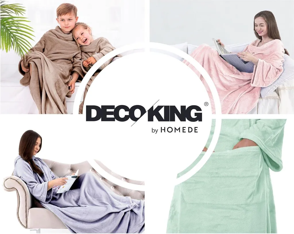 Plaid Luxury DecoKing con Maniche Crema 150x180 | Microfibra Soft - 8