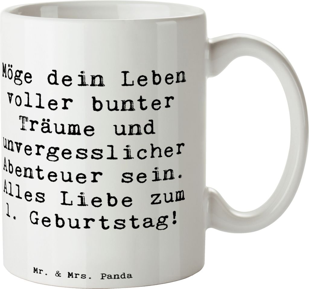Mr. & Mrs. Panda Becher Spruch Alles Liebe zum 1. Geburtstag - Weiß - Geschenk, Teetasse, Tasse, Familientag, Happy Birthday, Lächeln, Kleinkind,...