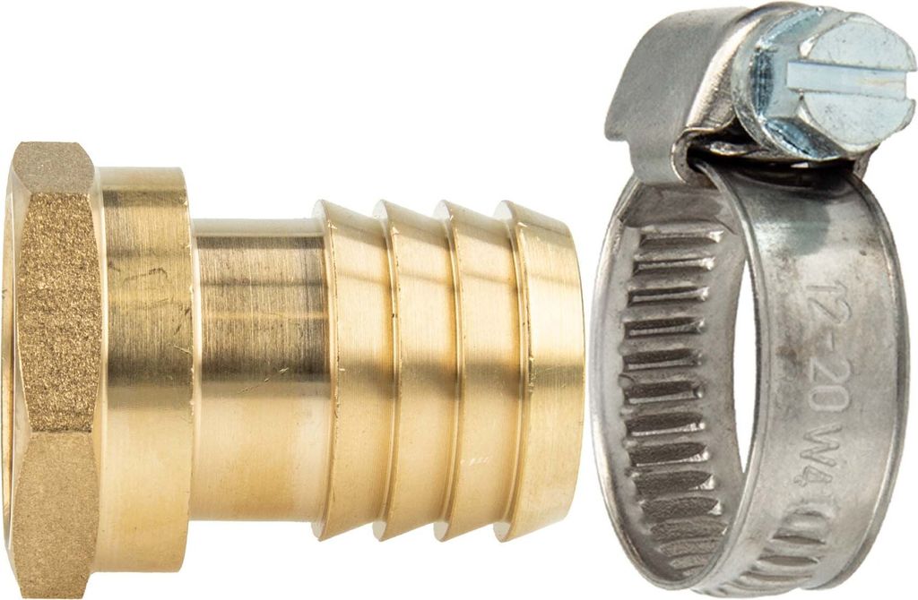 tecuro Schlauchtülle mit IG 1 1/2 Zoll x Tülle Ø 40 mm, inkl. W4 Schlauchschelle 40-60 mm