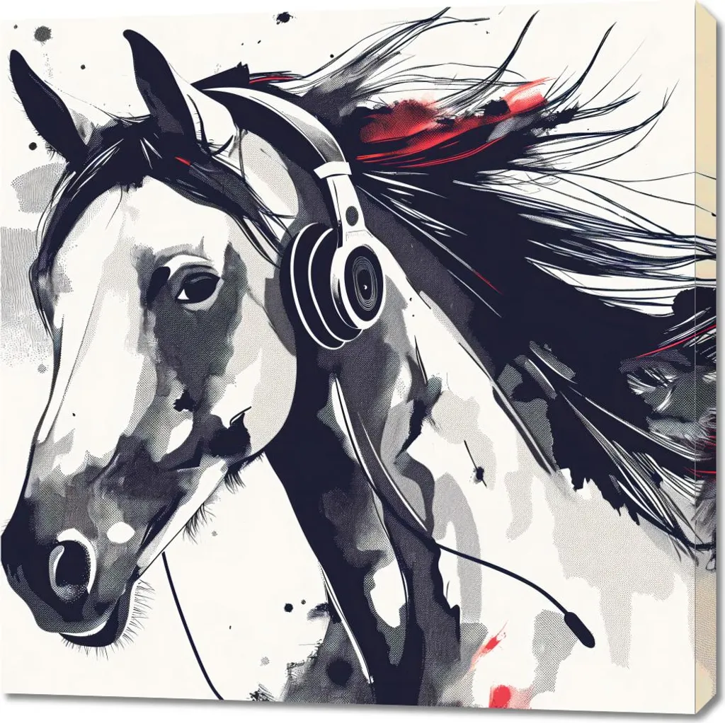 Quadro 90x90 cm Cavallo sulla cornetta