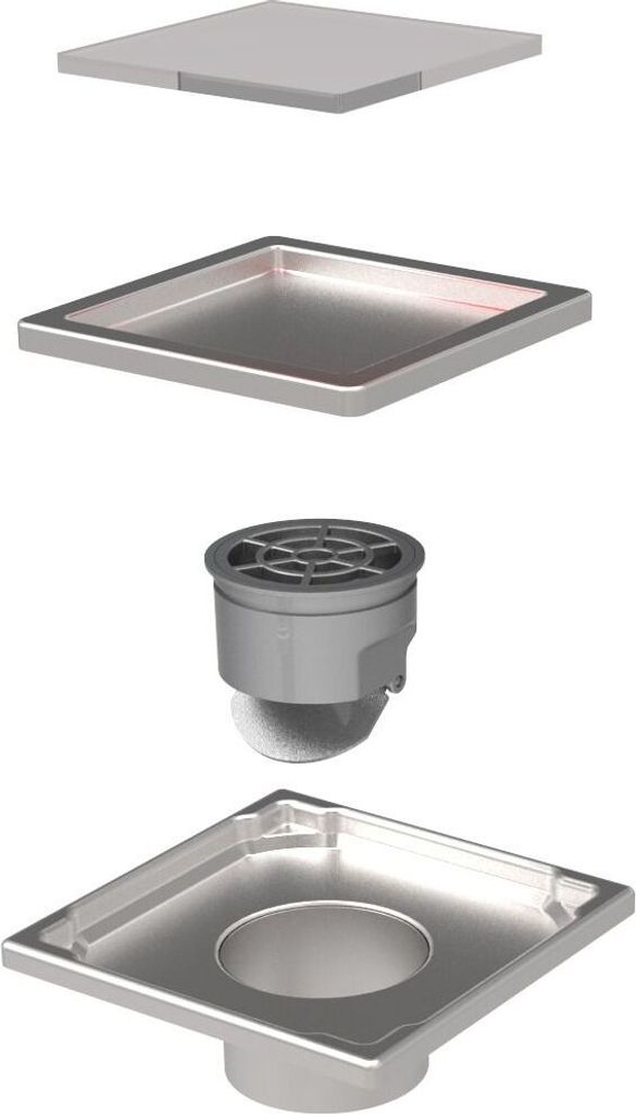 Duschrinne Edelstahl Bodenablauf Ablaufrinne Duschablau flach + Siphon für Bad 110x110mm Weiss