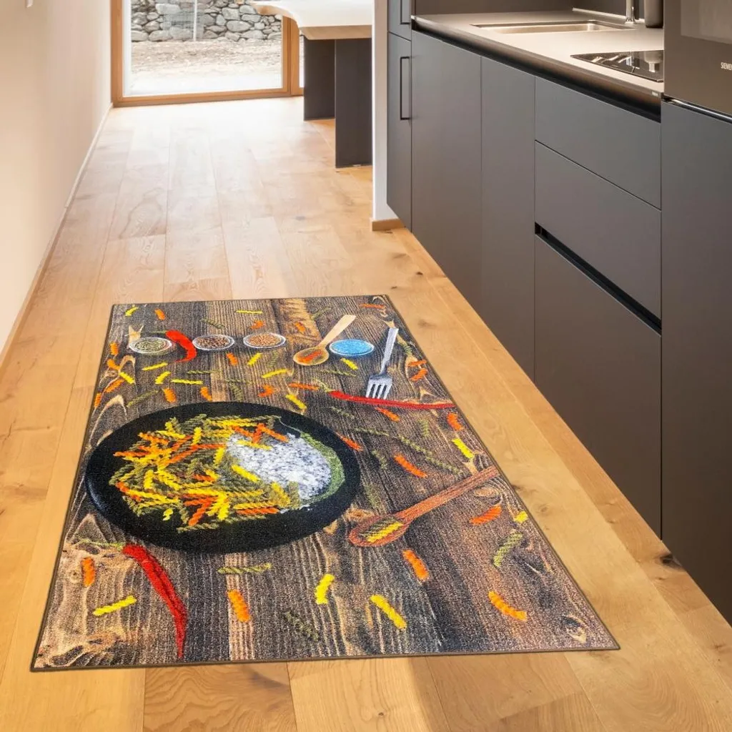 Tapis de cuisine lavable Chilis multicolores rouge vert - 80 x 300 cm