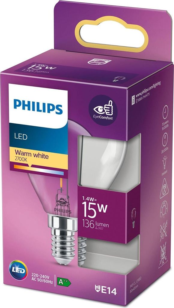 Globe LED E14 15W Transparent 136lm Image du produit 