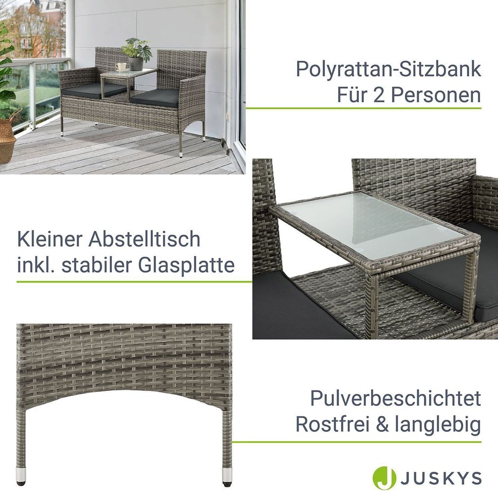 Juskys Polyrattan Gartenbank Monaco - 2-Sitzer Bank mit Produktbild 4