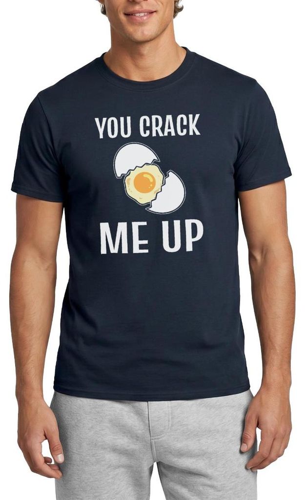 Spreadshirt You Crack Me Up Ei Wortspiel Mit Spiegelei Männer T-Shirt, L, Navy