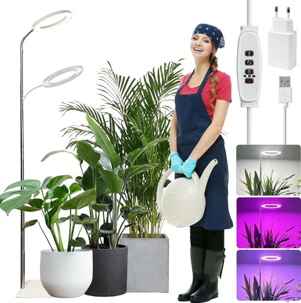 Pflanzenlampe LED Vollspektrum mit Standfuß 155cm Höhenverstellbar Großes Grow Lampe 3 Farben 72LED Pflanzenlicht 10 Dimmbar Helligkeits Grow Li...