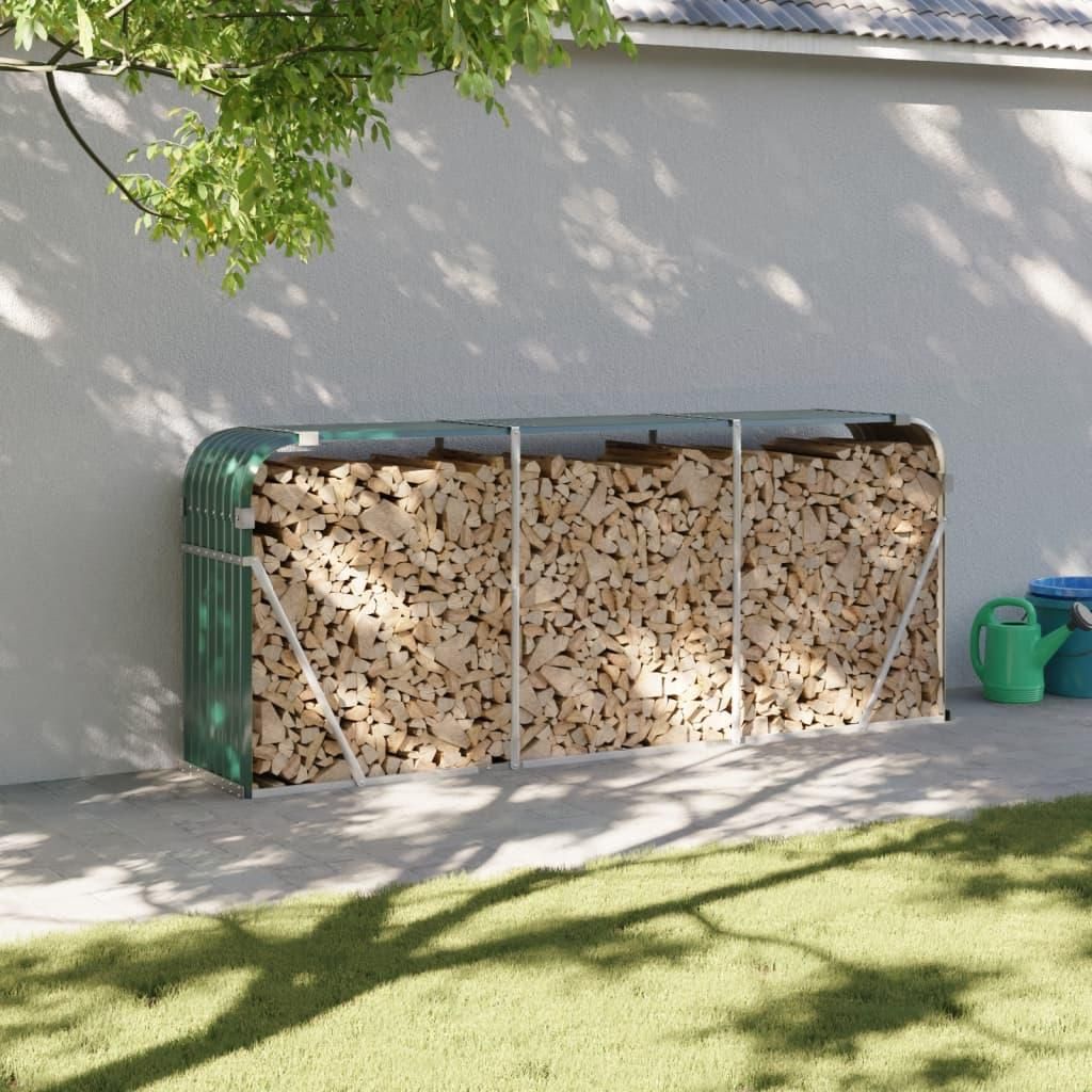 vidaXL Riparo per legna da ardere Verde 234x45x100 cm Immagine del prodotto 
