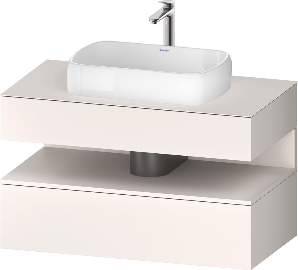 Duravit Qatego Konsolenwaschtischunterbau, 1 Auszug, 1 Schubkasten, Ausschnitt mittig, 1000x550x600mm, Nische Weiß Supermatt, QA4731084840010