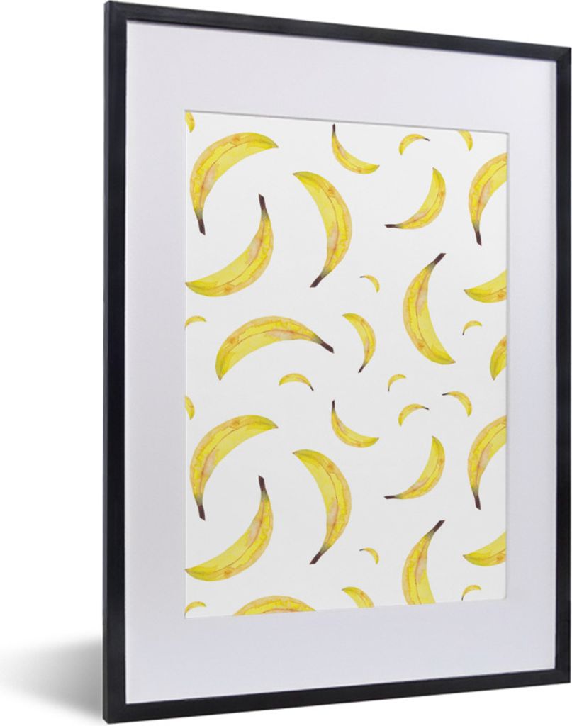 MuchoWow Gerahmtes Poster Bananen - Obst - Gelb 30x40 cm - Poster mit Schwarzem Bilderrahmen Wandposter Rahmen Foto Bilder - Wandposter Schlafzimmer