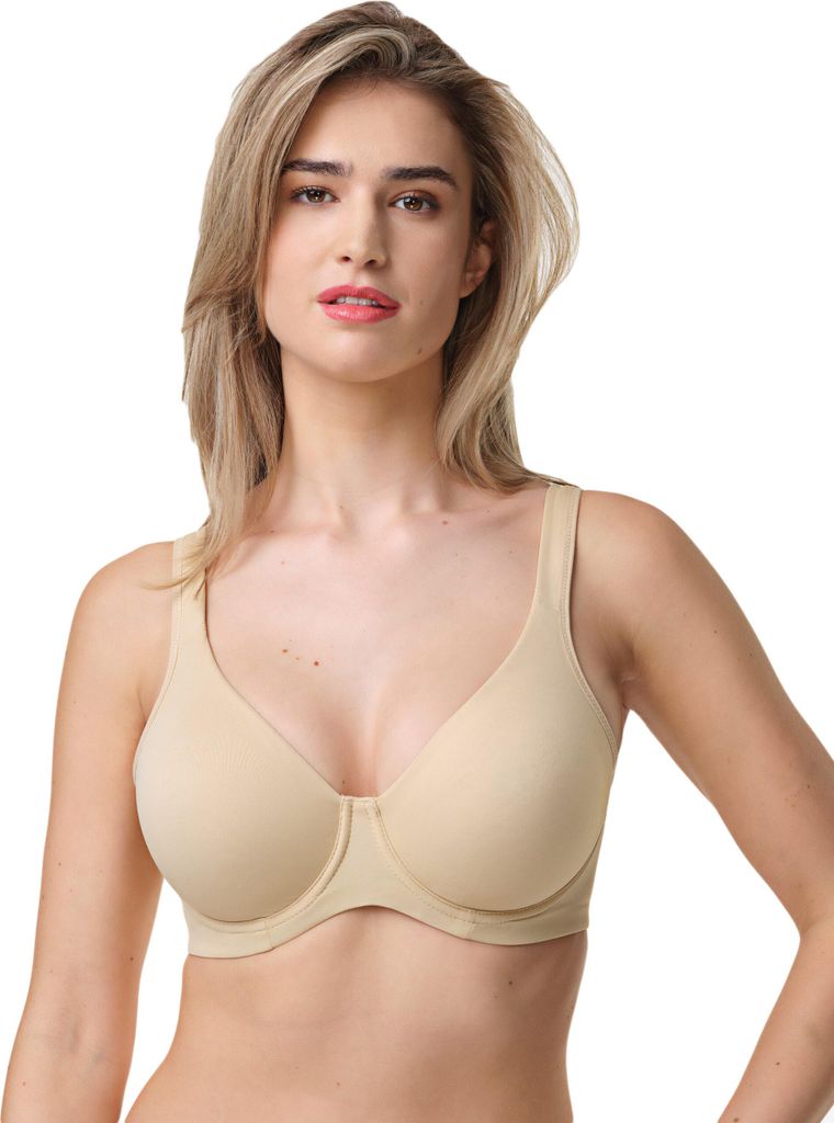 Spiman Damen gepolsterter Mikrofaser Bügel-BH mit breiten Träger, Haut, Gr. 80C