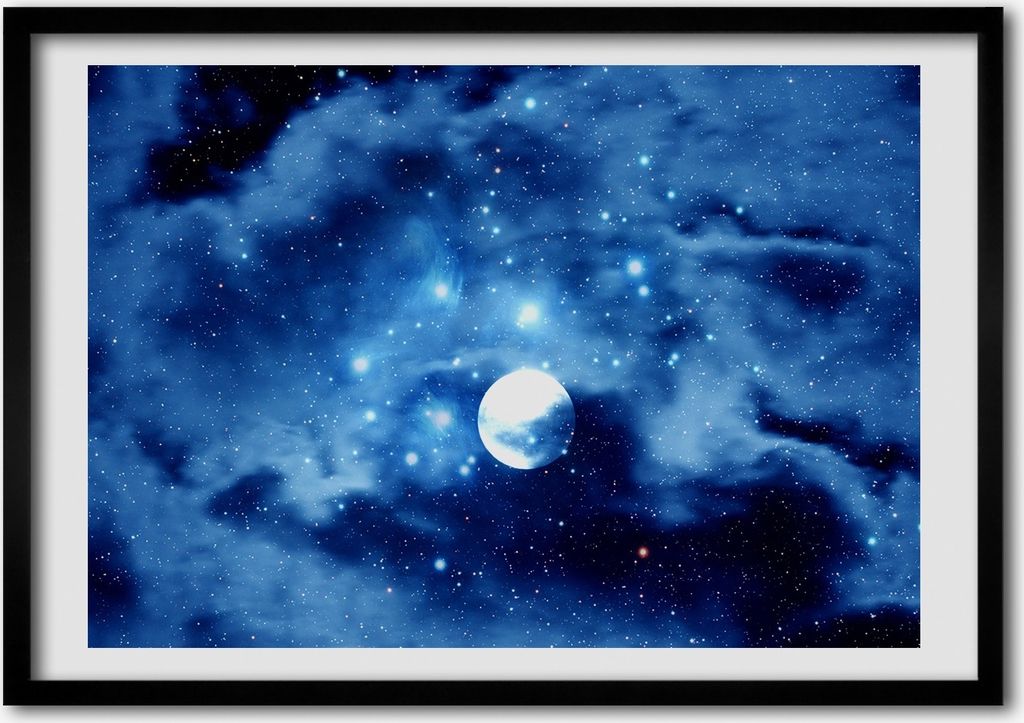 Bild - Bilder - Bilderrahmen - 70 cm x 50 cm - MDF-Rahmen, Wandkunst Vollmond