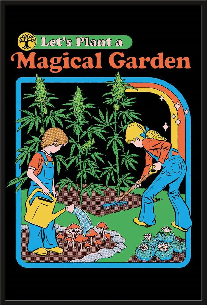 Affiche Steven Rhodes Let's Plant a Magical Garden avec Cadre Maxi Noir
