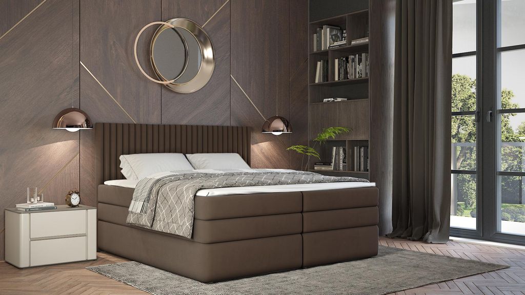 Boxspringová postel 180x200 LUMIRA 2 - hnědá + topper Obrázek produktu 