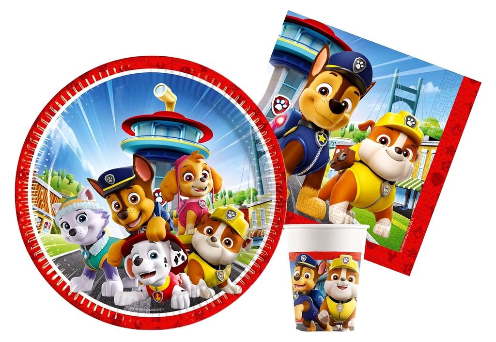 Party-Set Paw Patrol Rescue Heroes für 8 Personen (36 Teile: 8 Teller Ø23 cm, 8 Becher 200 ml, 20 Servietten 33 x 33 cm), mehrfarbig