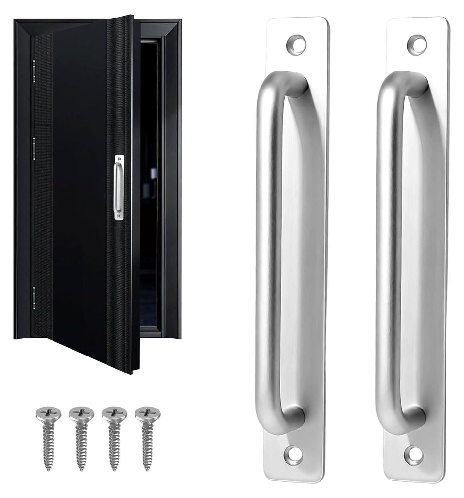 Möbelgriffe aus Edelstahl – 2 Stück, 180 mm mit Platte, Tür- und Schiebetürgriff für Schrank, Schublade, Balkon- und Innentüren, Haltegriff...