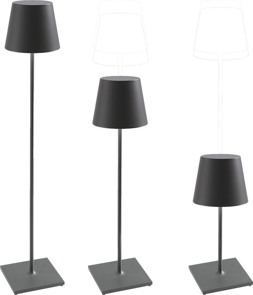 Zafferano Poldina XXL Strostlampe - Aufladbar + Einstellbar - Anthrazit