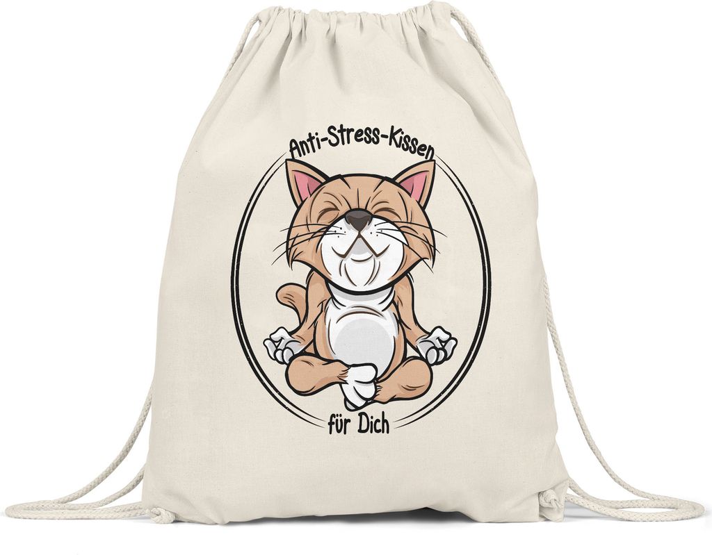 Anti-Stress Turnbeutel Gymsack Meditation Lustig Spruch Ironie Katze Geschenk-Idee Bürokollegen Chillen Yoga