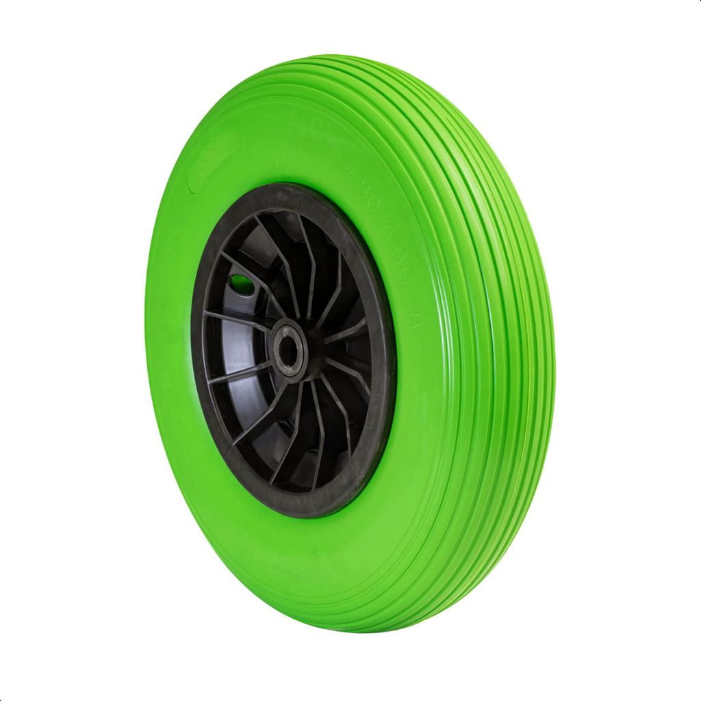 WAGNER Schubkarrenrad PANNENSICHER - Polyurethangeschäumtes Rad Ø 400 mm, Breite 75 mm, Achse 20 mm, Tragkraft 100 kg - 04840201