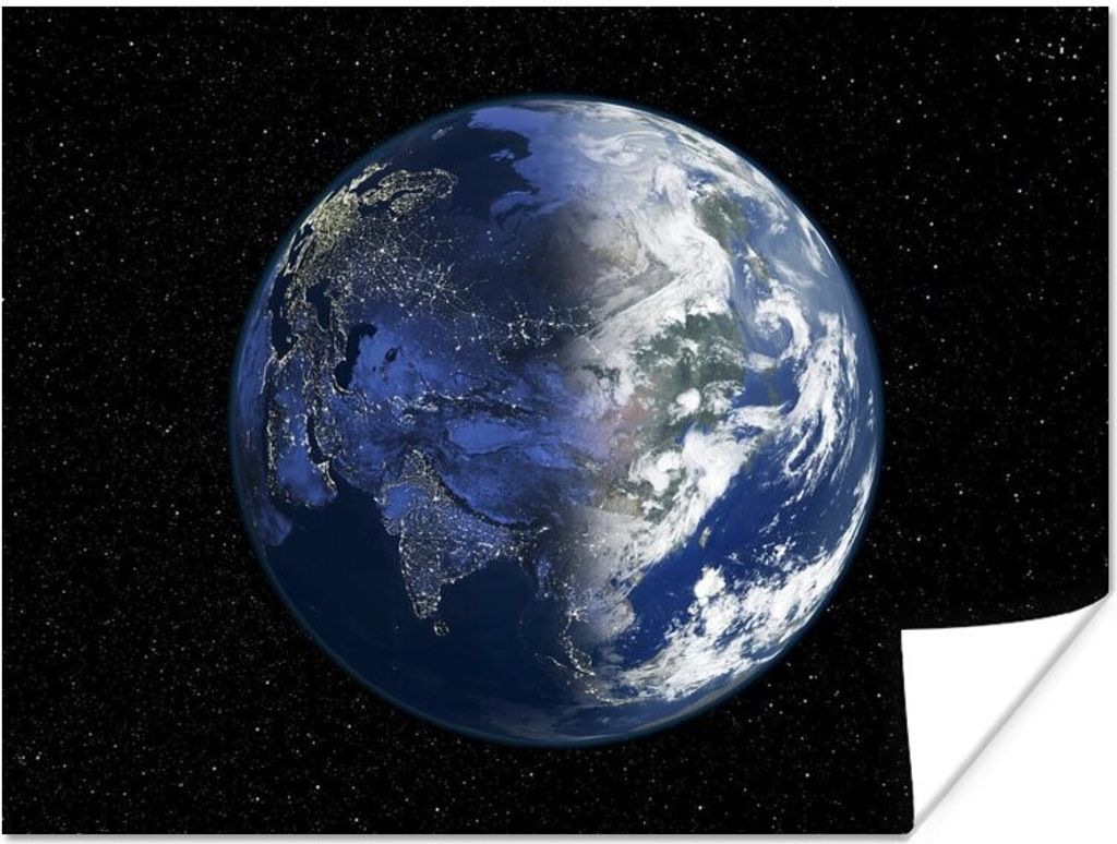 MuchoWow Poster Asien bei Tag und Nacht 40x30 cm - Plakate für die Wände - Poster Wohnzimmer