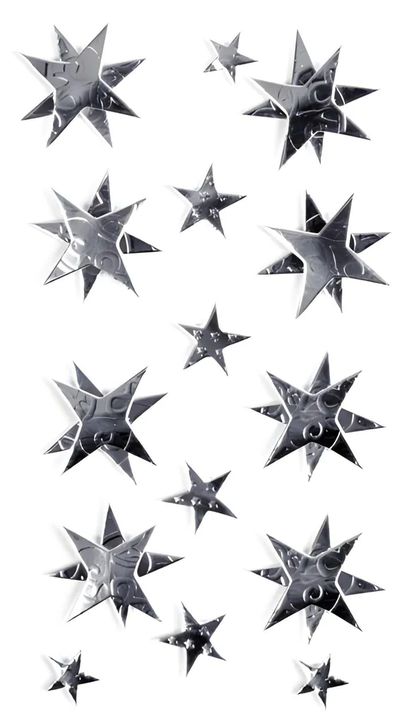 Heyda 203780705 Stick-On's Mix Étoiles Argenté 7,5 x 16,5 cm autocollant