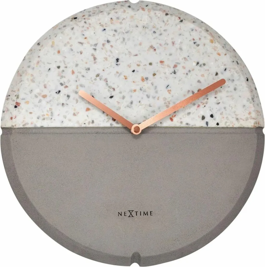 Pendule à Quartz Grise NeXtime : Horloge Mixte à Poser ou Murale 20 cm